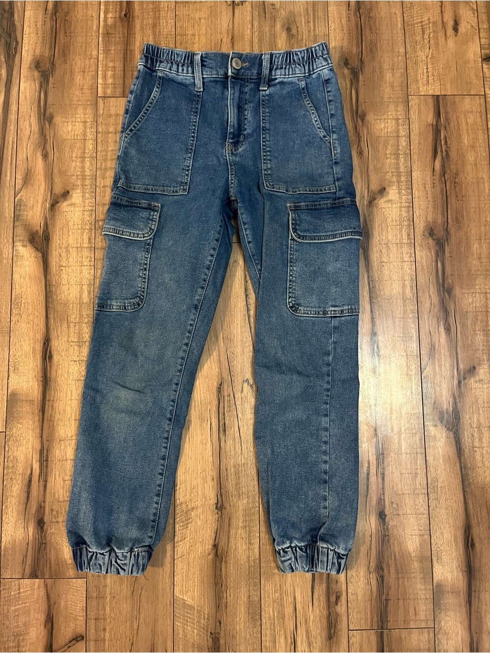 Relaxed Cargo Jean Joggers - Blue